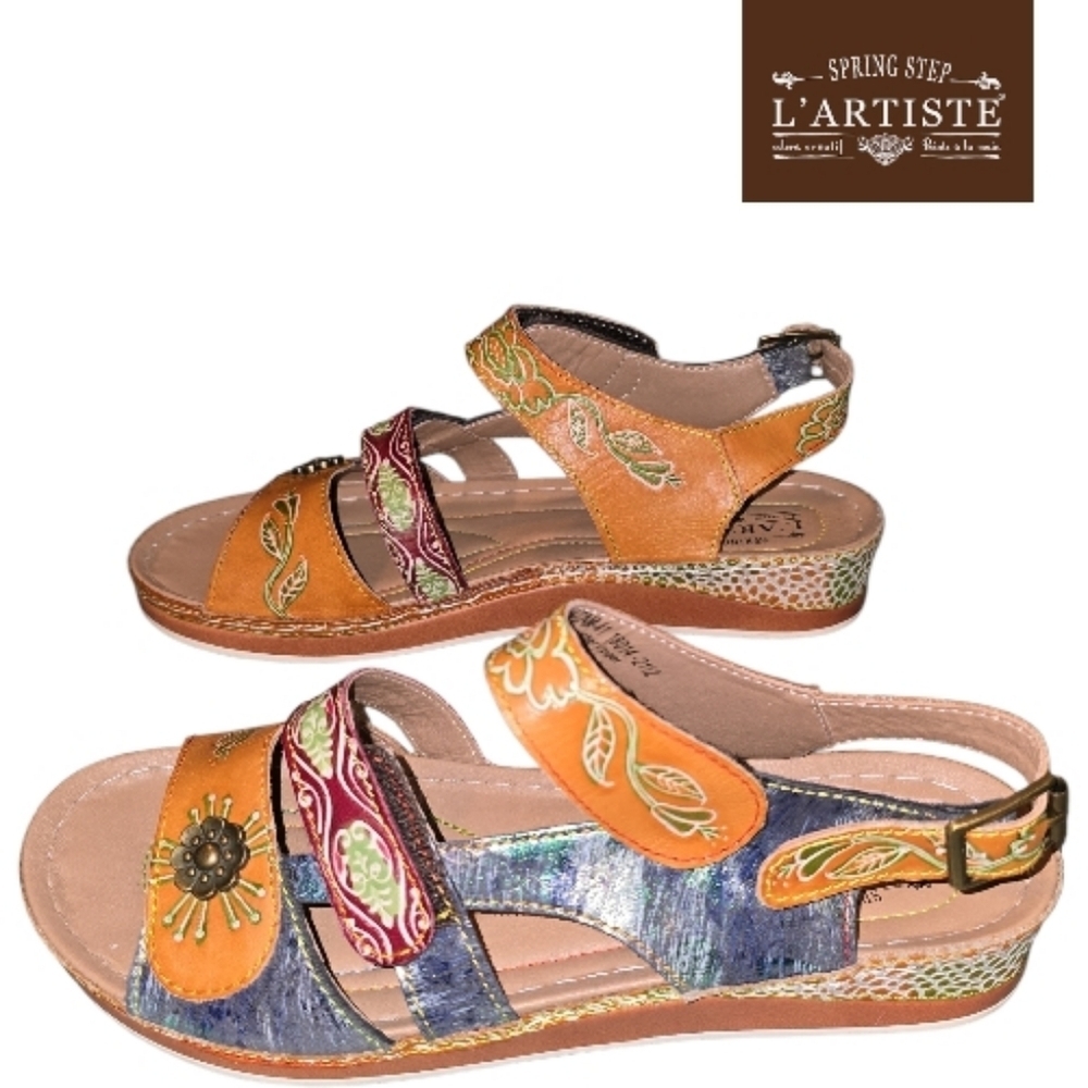 L'ARTISTE by Spring Step Sumacah Painted Leather Sandal Women's sz 41 EU/9.5 US - Picture 3 of 8